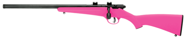 Savage Arms 13842 Rascal FLV-SR 22 LR Caliber with 1rd Capacity 16.12″ Threaded Barrel Matte Blued Metal Finish & Pink Synthetic Stock Left Hand (Youth)