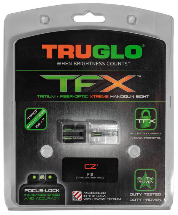 TruGlo TGTG13CZ2A TFX Black | Green Tritium & Fiber Optic White Outline Front Sight Green Tritium & Fiber Optic Rear Sight