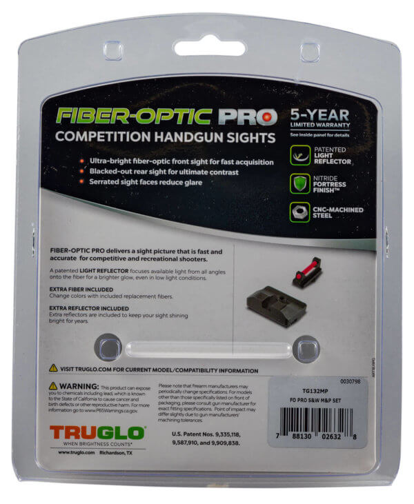 TruGlo TGTG132MP Fiber-Optic Pro  Black | Red Fiber Optic Front Sight Black Rear Sight