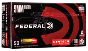 Federal AE9SJPC1 American Eagle Syntech PCC Training 9mm Luger 130 gr Total Syntech Jacket Flat Nose (TSF) 50rd Box