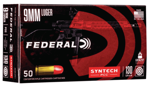 Federal AE9SJPC1 American Eagle Syntech PCC Training 9mm Luger 130 gr Total Syntech Jacket Flat Nose (TSF) 50rd Box