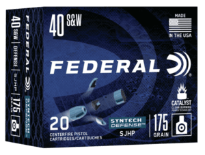 Federal S40SJT1 Syntech Defense 40 S&W 175 gr Segmented Jacketed Hollow Point 20rd Box