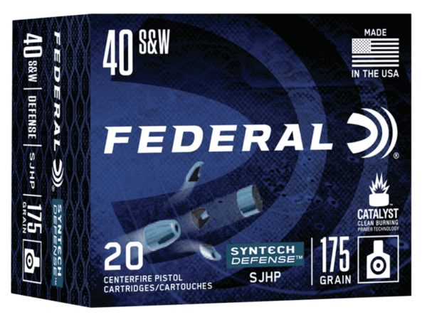 Federal S40SJT1 Syntech Defense 40 S&W 175 gr Segmented Jacketed Hollow Point 20rd Box