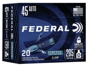 Federal S45SJT1 Syntech Defense 45 ACP 205 gr Segmented Jacketed Hollow Point (SJHP) 20rd Box