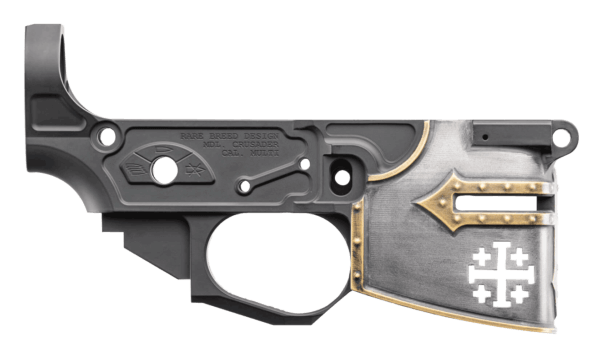 Spikes STLB600PCH Rare Breed Crusader Stripped Lower Receiver Multi-Caliber 7075-T6 Aluminum Black Anodized with Painted Front for AR-15