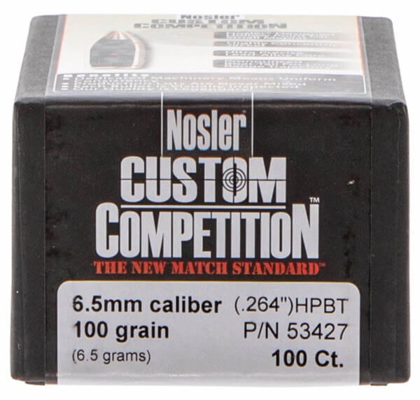 Nosler 53427 Custom Competition 6.5mm .264 100 GR Hollow Point Boat Tail 100 Box