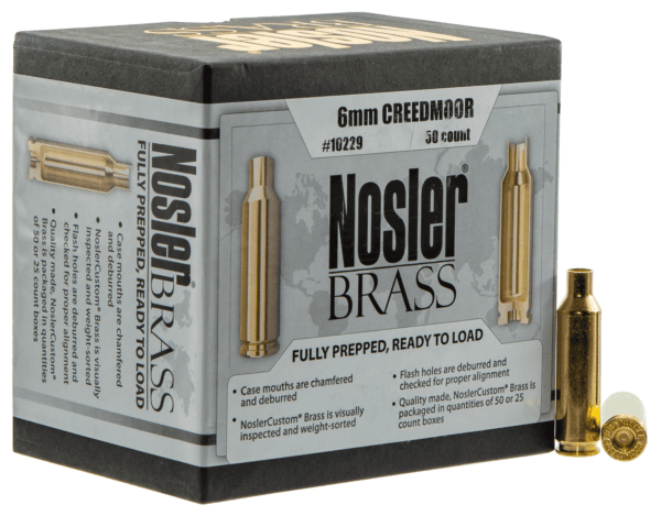 Nosler 10229 Premium Brass Unprimed Cases 6mm Creedmoor Rifle Brass 50 Per Box