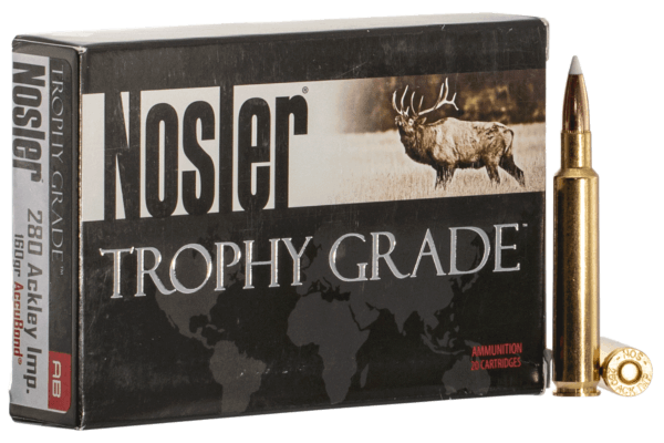 Nosler 60076 Trophy Grade Hunting 280 Ackley Improved 160 gr Nosler AccuBond 20rd Box