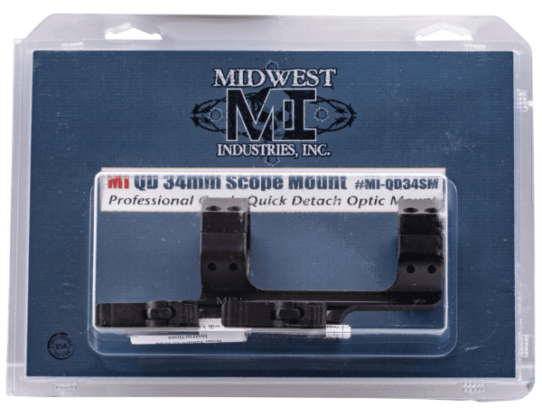 MIDWEST INDUSTRIES INC MIQD34SM Quick Detach 1-Pc Base & Ring Combo 34mm Black Finish