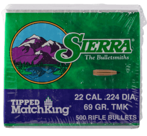 Sierra 7169C Tipped MatchKing 22 Caliber .224 69 GR 500 Box