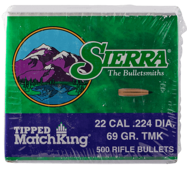 Sierra 7169C Tipped MatchKing 22 Caliber .224 69 GR 500 Box