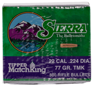 Sierra 7177C Tipped MatchKing 22 Caliber .224 77 GR 500 Box