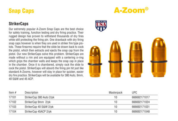 A-Zoom 17101 StrikerCap Pistol 380 ACP Aluminum 2