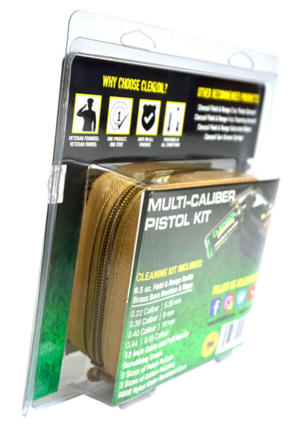 Clenzoil 2076 Field & Range Cleaning Kit Multi-Caliber Pistol/17 Pieces Tan