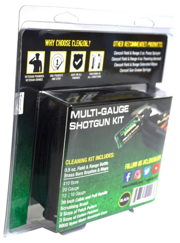 Clenzoil 2465 Field & Range Cleaning Kit Multi-Gauge Shotgun/12 Pieces Black