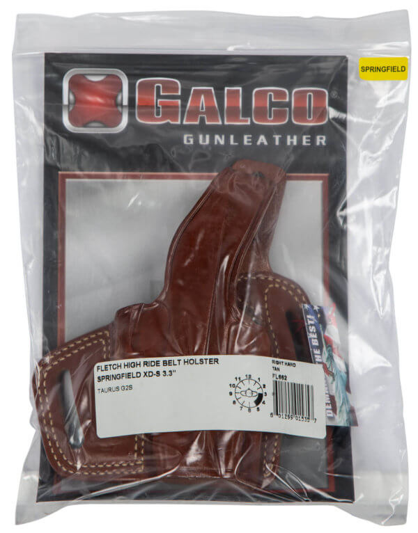 Galco FL662 Fletch OWB Tan Leather Belt Slide Fits Springfield XDS Fits Taurus G2s Right Hand