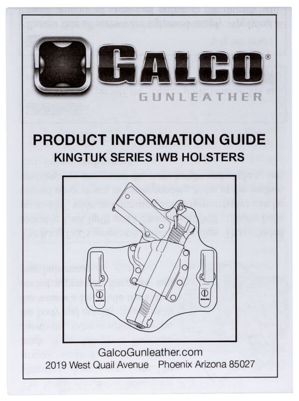 Galco KC158B KingTuk Classic IWB Black Kydex/Leather UniClip Fits S&W J Frame Fits Charter Arms Undercover Right Hand