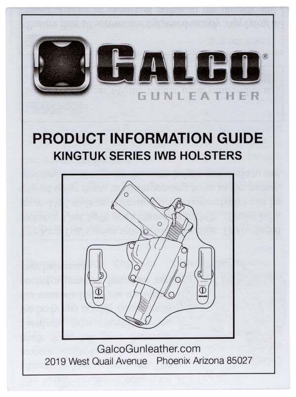 Galco KC820B KingTuk Classic IWB Black Kydex/Leather UniClip Fits Sig P320 Fits Sig P320 Compact Fits Beretta APX Right Hand