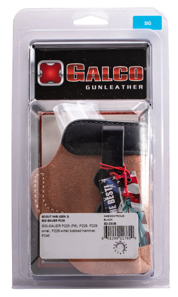 Galco S2250B Scout 3.0 IWB Natural/Black Leather UniClip/Stealth Clip Fits Sig P229/P228 Ambidextrous