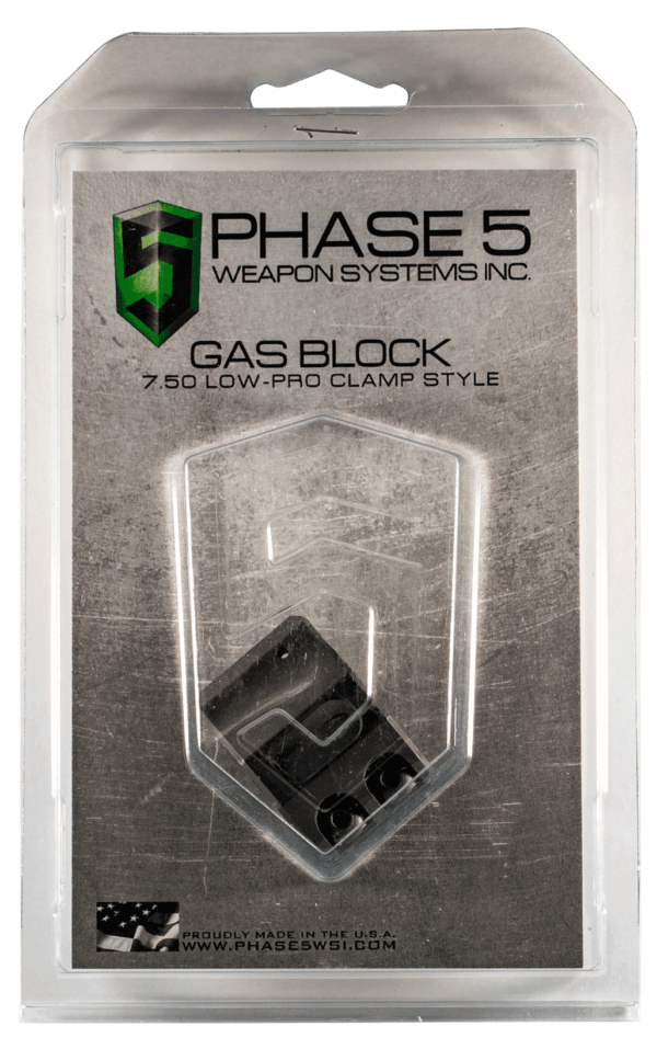 Phase 5 Weapon Systems LOPROGAS Lo-Pro Gas Block Mag Phosphate 4140 Chromoly Steel 0.95″,This gas block replaces your existing front sight to provide a simple  low profile design that can be used to mount a rifle length forearm to a carbine length barrel. It is mounted by the use of two screws. Compatible with 0.750″ barrels. Made in the USA. *Note: Gas tube roll pin is not included.”