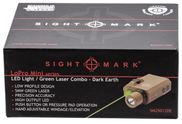 Sightmark SM25012DE LoPro Mini Laser/Light Combo 5mW Green Laser 520nM WaveLength (50yds Day/600yds Night Range) with 300 Lumens White LED Light Dark Earth Finish