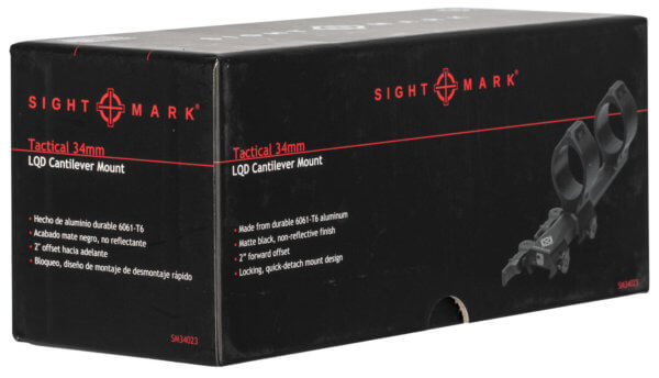Sightmark SM34023 Tactical LQD Cantilever Mount 1-Pc Base & 34mm Ring Combo Black Matte Finish