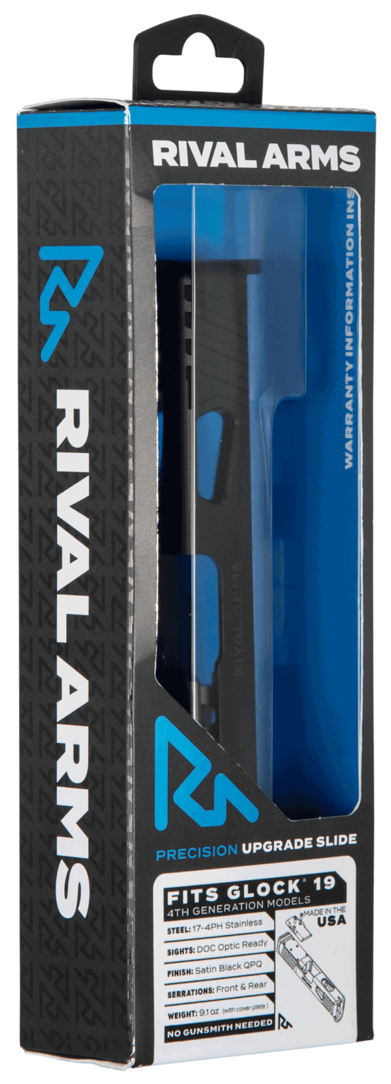 Rival Arms RA10G206A Precision Slide A1 with Docter Cut Black QPQ Case Hardened 17-4 Stainless Steel for Glock 19 Gen4