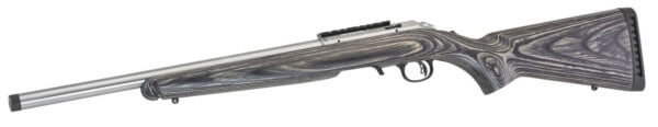 Ruger 8367 American Rimfire Target 22 LR 10+1 18″ Threaded Bull Barrel Satin 416 Stainless Steel Black Laminate Stock Accepts All 10/22 Magazines Optics Ready