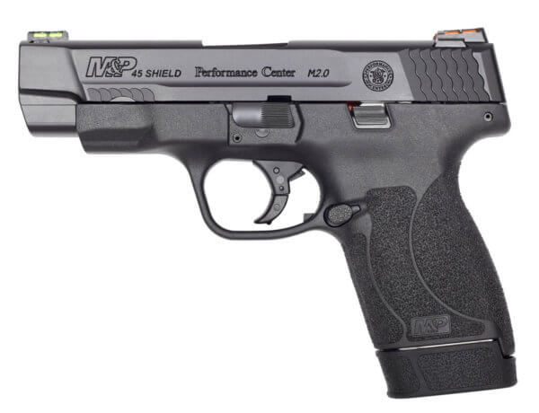 Smith & Wesson 11864 M&P Performance Center Shield M2.0 Micro-Compact Frame 45 ACP 6+1/7+1  4″ Black Armornite Stainless Steel Barrel & Serrated Slide  Matte Black Polymer Frame  No Safety