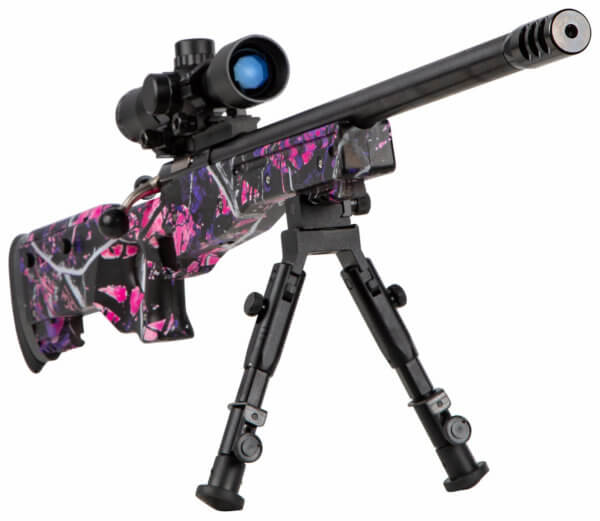 Crickett KSA2148 Precision Package 22 LR Caliber with 1rd Capacity 16.12″ Bull Barrel Blued Metal Finish & Fixed Thumbhole Muddy Girl Synthetic Stock Right Hand (Youth) Includes Scope & Bipod
