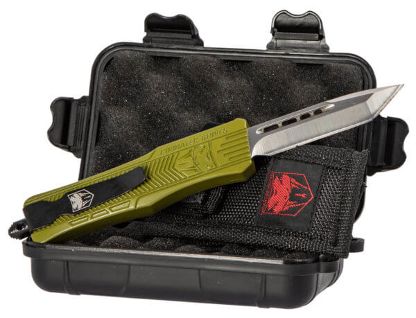 CobraTec Knives SODCTK1STNS CTK-1 Small 2.75″ OTF Tanto Plain D2 Steel Blade/OD Green Aluminum Handle Features Glass Breaker Includes Pocket Clip