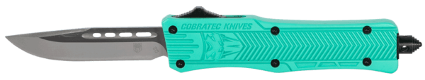 CobraTec Knives STFCTK1SDNS CTK-1 Small 2.75″ OTF Drop Point Plain D2 Steel Blade/Tiffany Blue Aluminum Handle Features Glass Breaker Includes Pocket Clip