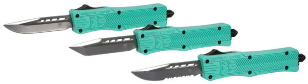 CobraTec Knives STFCTK1SDNS CTK-1 Small 2.75″ OTF Drop Point Plain D2 Steel Blade/Tiffany Blue Aluminum Handle Features Glass Breaker Includes Pocket Clip