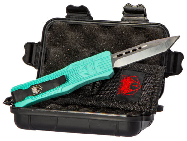CobraTec Knives STFCTK1STNS CTK-1 Small 2.75″ OTF Tanto Plain D2 Steel Blade/Tiffany Blue Aluminum Handle Features Glass Breaker Includes Pocket Clip