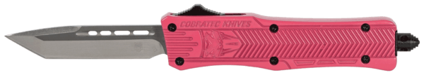 CobraTec Knives SPKCTK1STNS CTK-1 Small 2.75″ OTF Tanto Plain D2 Steel Blade/Pink Aluminum Handle Features Glass Breaker Includes Pocket Clip