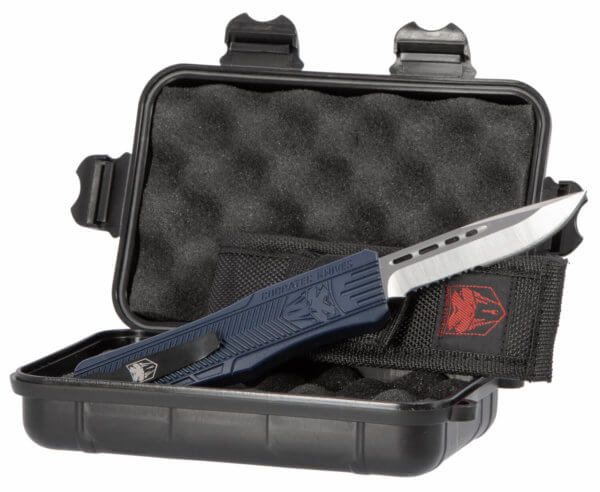 CobraTec Knives MNYCTK1MDS CTK-1 Medium 3″ OTF Drop Point Part Serrated D2 Steel Blade/NYPD Blue Aluminum Handle Features Glass Breaker Includes Pocket Clip