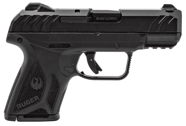Ruger 3818 Security-9 Compact 9mm Luger 3.42″ Barrel 10+1Black Polymer Frame With Picatinny Acc. Rail Black Oxide Steel Slide Manual Safety
