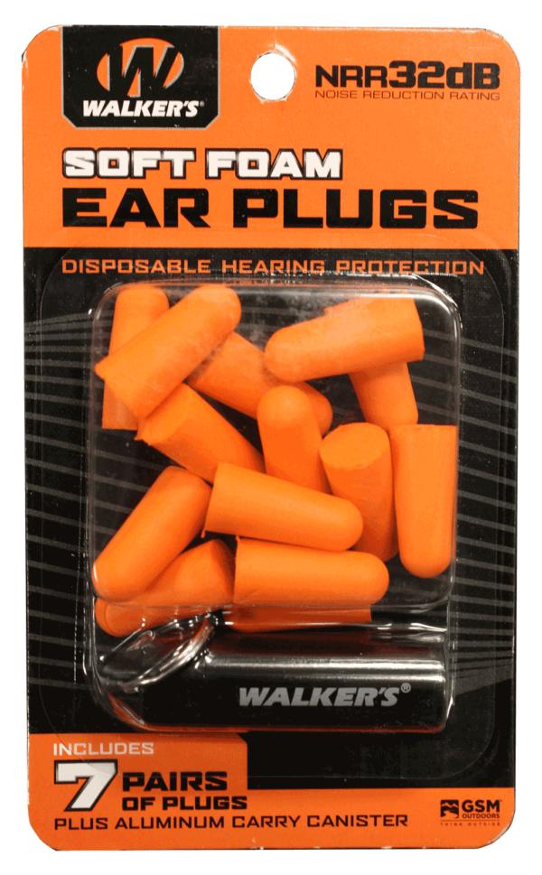 Walker’s GWPPLGCANOR Foam Ear Plugs Foam 32 dB In The Ear Orange Adult 7 Pair
