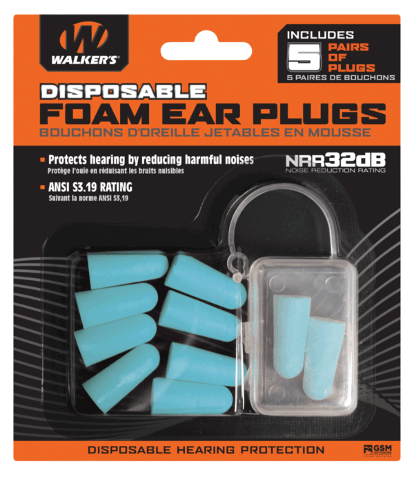 Walker’s GWPFP5PKTL Foam Ear Plugs Foam 33 dB Teal 5 Pack