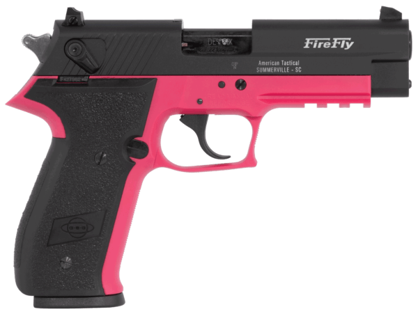 GSG GERG2210FFP FireFly 22 LR 10+1 4″ Black Serrated Slide Pink Zinc Alloy w/Accessory Rail Frame Black Polymer Grip