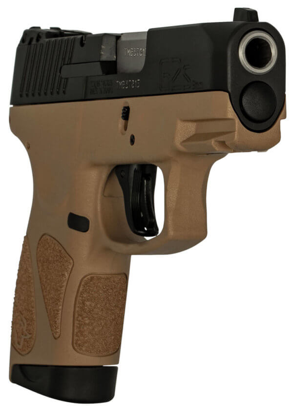 Taurus 1G2S931T G2s 9mm Luger Stainless Steel 3.20″ Barrel 7+1 Tan Polymer Frame With Picatinny Acc. Rail Matte Black Steel Slide Restrike Capability Manual Safety