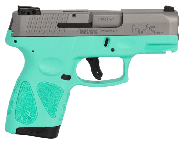 Taurus 1G2S939C G2s 9mm Luger Caliber with 3.20″ Barrel 7+1 Capacity Cyan Finish Picatinny Rail Frame Serrated Matte Stainless Steel Slide & Polymer Grip Includes 2 Mags