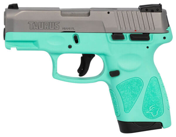 Taurus 1G2S939C G2s 9mm Luger Caliber with 3.20″ Barrel 7+1 Capacity Cyan Finish Picatinny Rail Frame Serrated Matte Stainless Steel Slide & Polymer Grip Includes 2 Mags