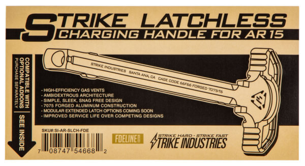 Strike ARSLCHFDE Latchless Charging Handle AR-15 Flat Dark Earth Anodized Aluminum