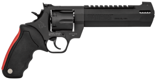 Taurus 2440061RH Raging Hunter 44 Rem Mag 6rd 6.75″ Matte Black Oxide Steel Black Rubber with Integrated Red Cushion Insert Grip