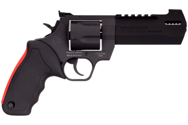 Taurus 2454051RH Raging Hunter 454 Casull 5rd 5.12″ Matte Black Oxide Steel Black Rubber with Integrated Red Cushion Insert Grip