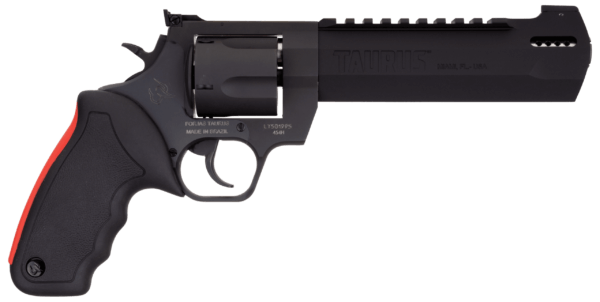 Taurus 2454061RH Raging Hunter 454 Casull 5rd 6.75″ Matte Black Oxide Steel Black Rubber with Integrated Red Cushion Insert Grip