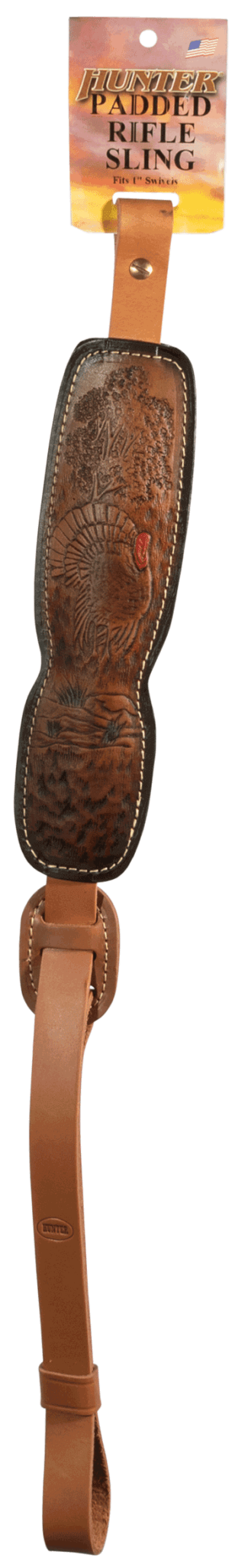 Hunter Company 027191 Trophy Custom Sling made of Brown Leather with Suede Lining Turkey Engraving & Padded Design for Rifles