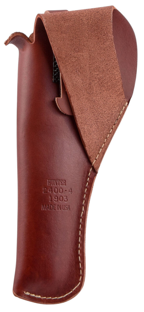 Hunter Company 24004 Crossdraw OWB Size 04 Chestnut Tan Leather Belt Slide Fits Med/Lg DA Revolver Fits 6″ Barrel Right Hand
