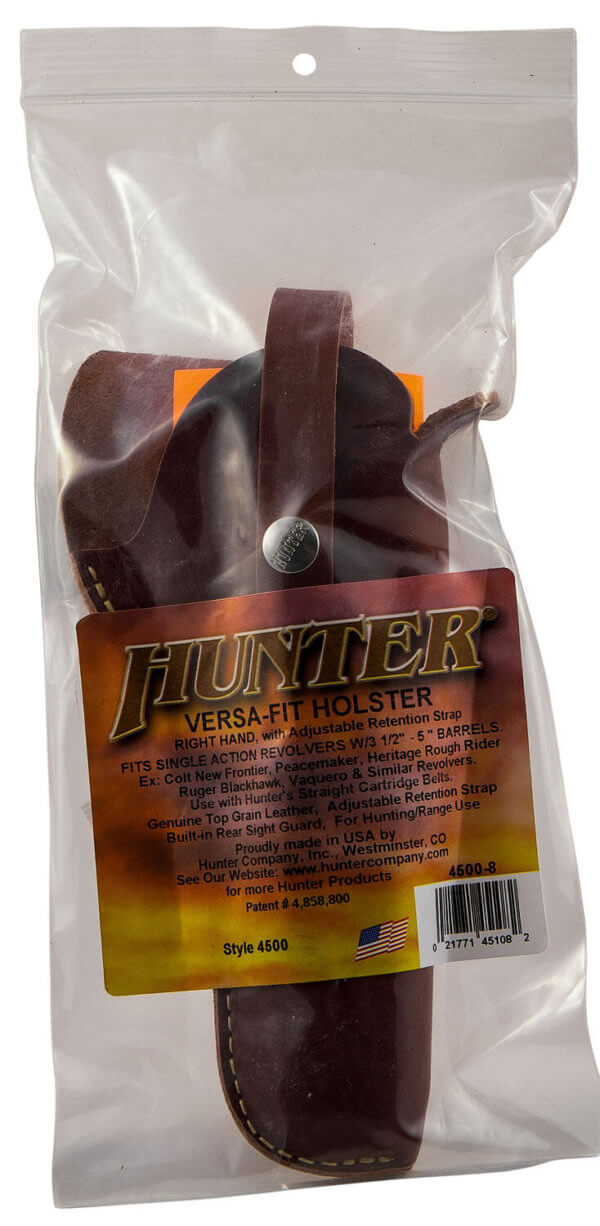 Hunter Company 45008 VersaFit OWB Size 8 Brown Leather Belt Loop Fits SA Revolver Fits 3.50-4.62″ Barrel Right Hand